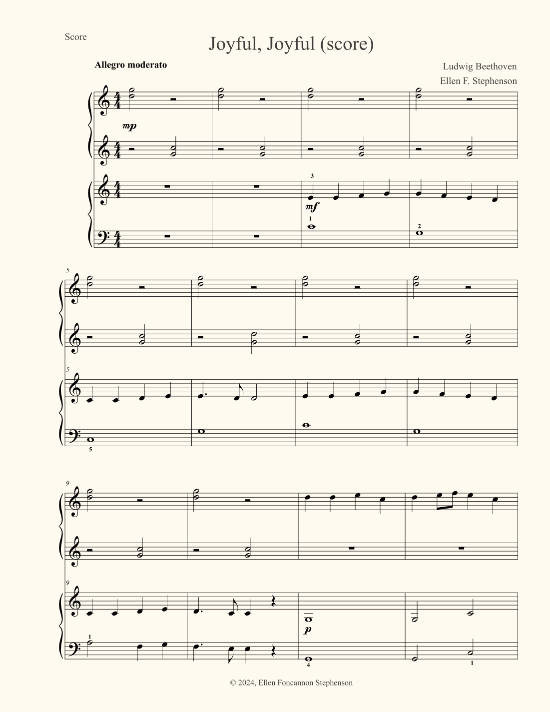 Joyful, Joyful (arr. Ellen Foncannon Stephenson)