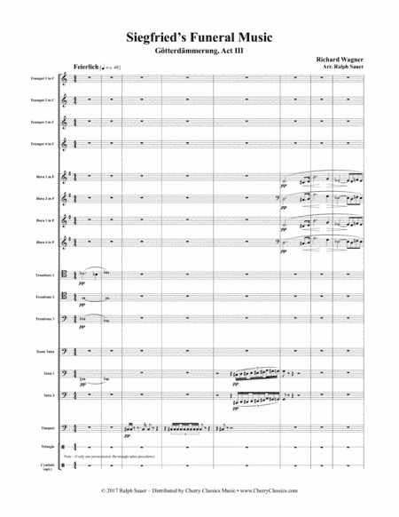 Siegfried’s Funeral Music from Götterdämmerung, Act III for 14-part  Brass Ensemble & Percussion (arr. Sauer, Ralph)