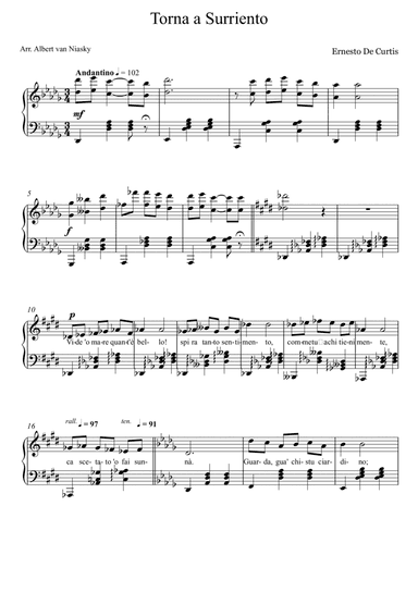 Torna a Surriento_Db -  major key (or relative minor key) (arr. Albert van Niasky)