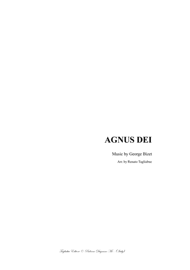 AGNUS DEI - G.Bizet - For Alto (or Bariton), or any instrument in C and Piano - In D (arr. Renato Tagliabue)