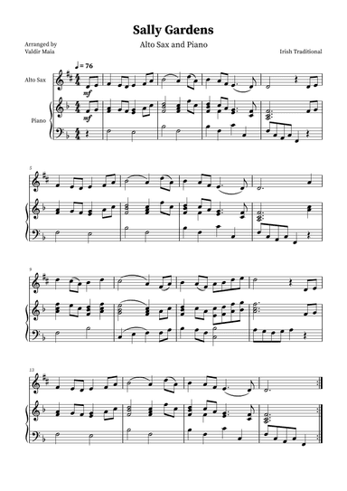 Sally Gardens - Alto Sax and Piano (arr. Valdir Maia)