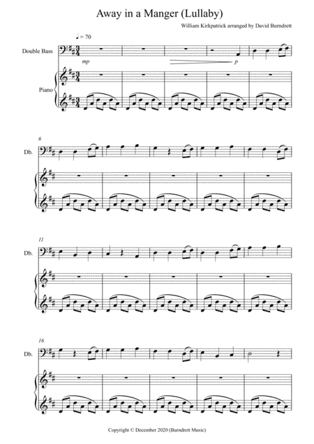 Away in a Manger (Lullaby) for Double Bass and Piano (arr. David Burndrett)