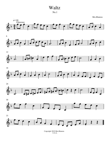 Waltz No.1: Unaccompanied Recorder Solo