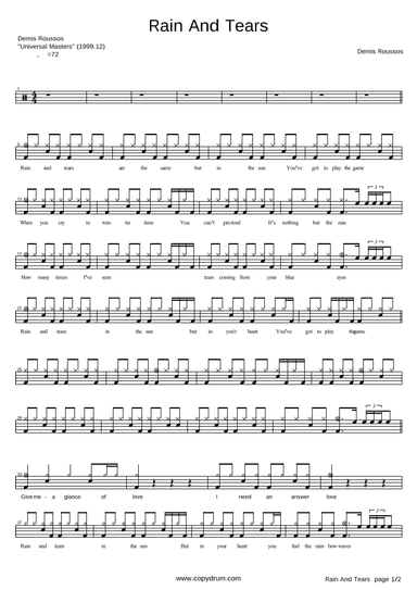 Rain And Tears (arr. COPYDRUM)