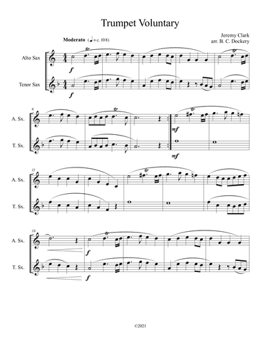Trumpet Voluntary (Alto and Tenor Sax Duet) (arr. B. C. Dockery)