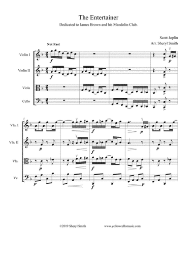 The Entertainer by Scott Joplin, arranged for string quartet (arr. Yellow Cello Music)