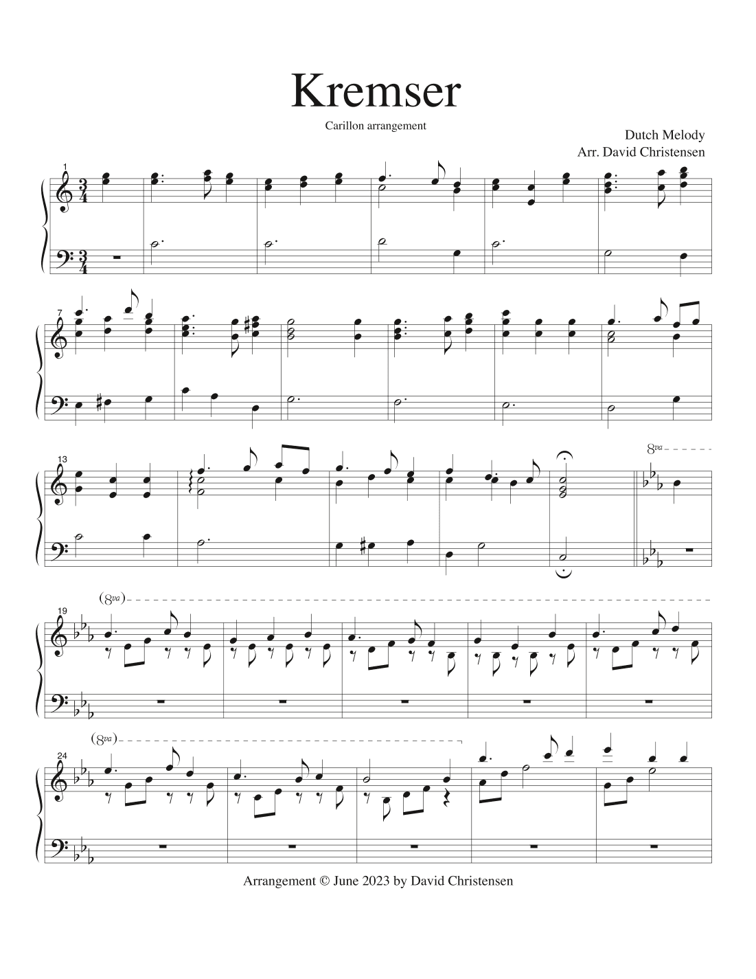 Kremser for Carillon (arr. David Christensen)