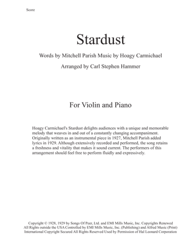 Stardust (arr. Carl Stephen Hammer)