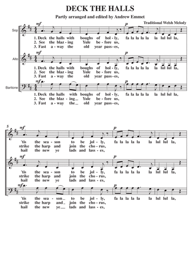 Deck The Halls A Cappella SAB (arr. Andrew Emmet)