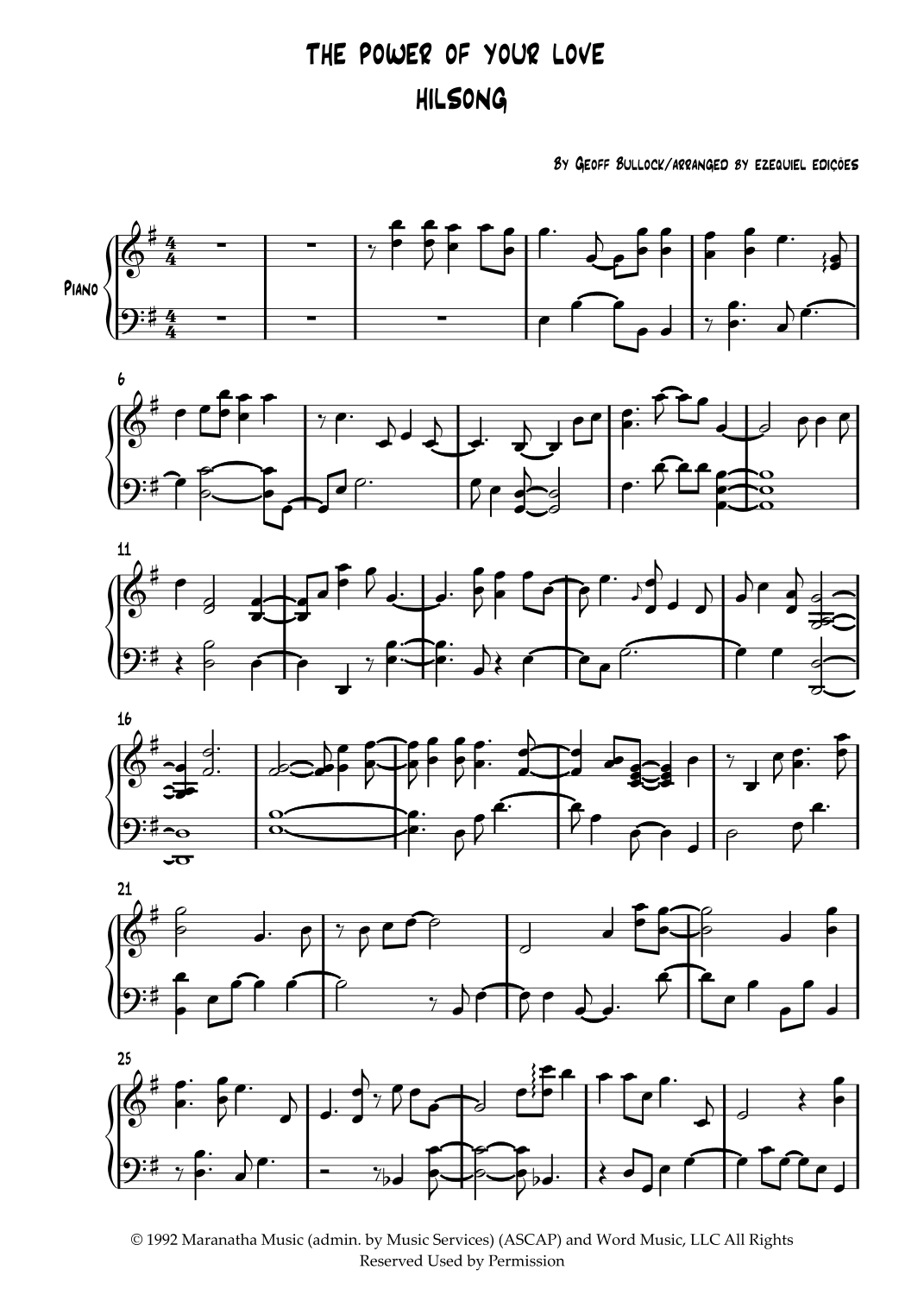 The Power Of Your Love (arr. ezequiel zeferino edição)