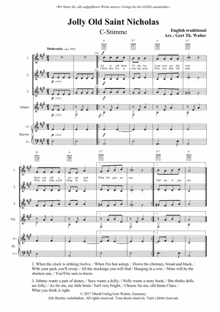 Jolly Old Saint Nicholas (arr. Gert Th. Walter)