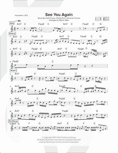 See You Again from FURIOUS 7 (arr. Nathan Allen)
