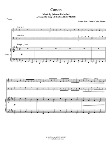 Pachelbel's Canon for Piano Trio (arr. Doug Clyde)