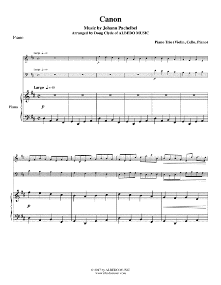 Pachelbel's Canon for Piano Trio (arr. Doug Clyde)