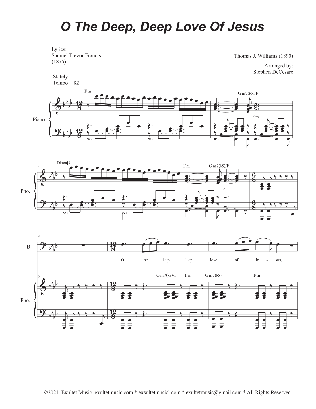 O The Deep, Deep Love Of Jesus (2-part choir - (TB) (arr. Stephen DeCesare)