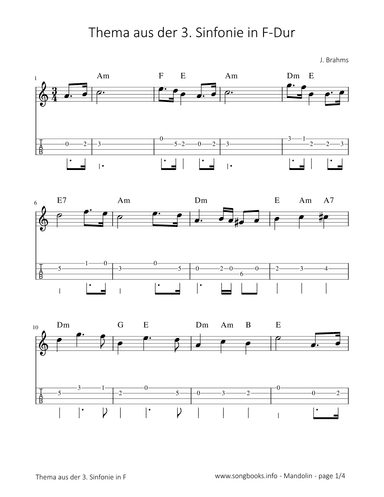 Thema aus der 3. Sinfonie - J. Brahms (arr. songbooks.info)