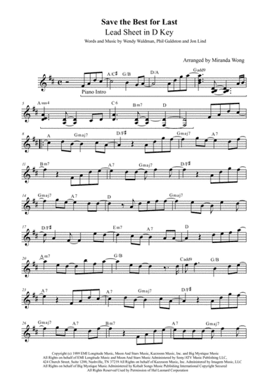 Save The Best For Last (arr. Miranda Wong)