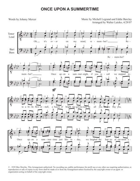 Once Upon A Summertime (arr. Walter Latzko)