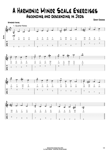 A Harmonic Minor Scale Exercises - Ascending and Descending in 3rds