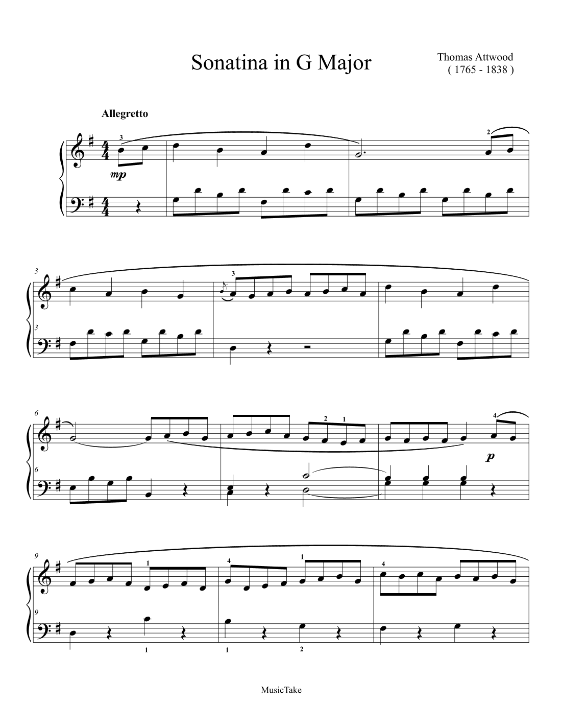 Attwood Sonatina in G Major (arr. Ben Choupak)