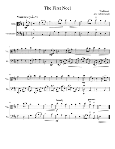 The First Noel for Viola and Cello (Beginner) (arr. Valerie Goatz)
