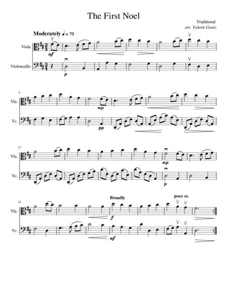 The First Noel for Viola and Cello (Beginner) (arr. Valerie Goatz)