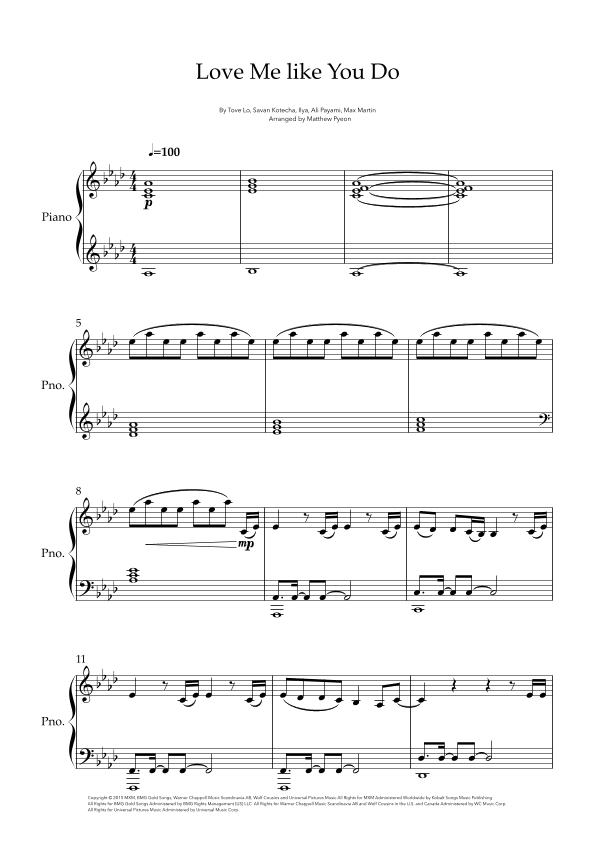 Love Me Like You Do (arr. Matthew pyeon)