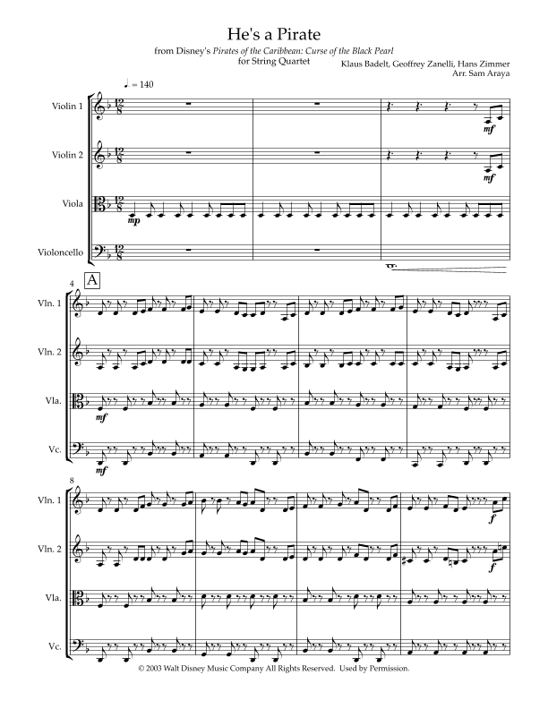 He's A Pirate (arr. Sam Araya)