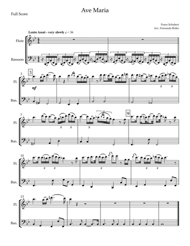 Ave Maria (Franz Schubert) for Flute & Bassoon Duo (arr. Fernando Britto)