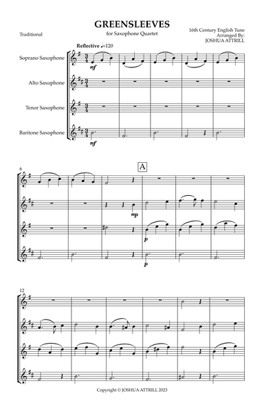 Greensleeves (Sax Quartet) (arr. Joshua Attrill)