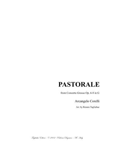 PASTORALE from Concerto Grosso Op. 6-8 in G by A. Corelli - Arr. for String Trio, with parts (arr. Renato Tagliabue)