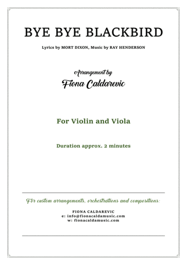 Bye Bye Blackbird (arr. Fiona Caldarevic)