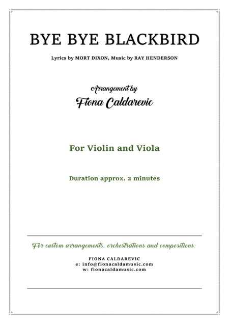 Bye Bye Blackbird (arr. Fiona Caldarevic)