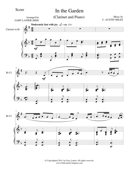 IN THE GARDEN (Bb Clarinet/Piano and ClarinetPart) (arr. Gary Lanier)