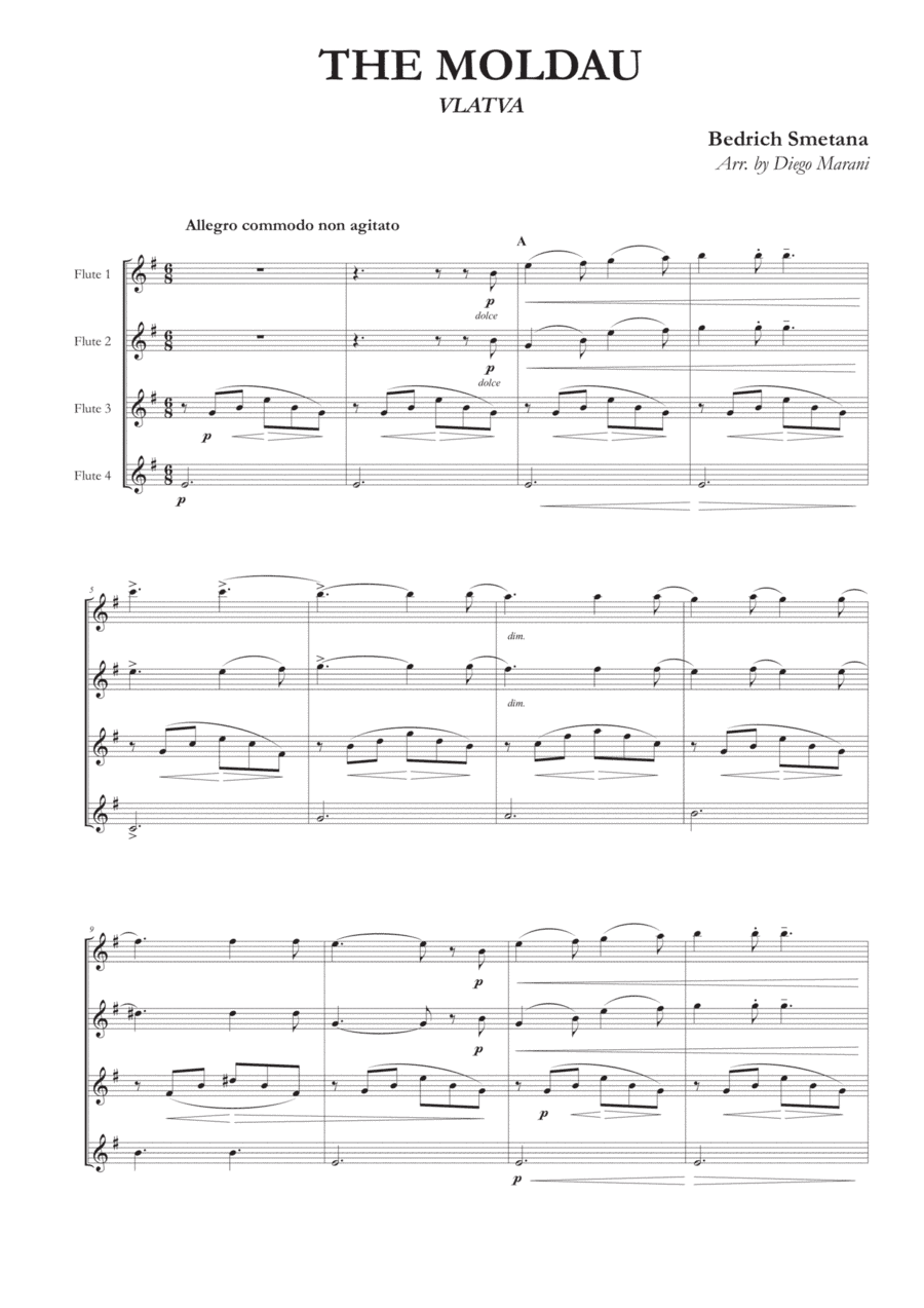 The Moldau for Flute Quartet - Easy Version (arr. Diego Marani)