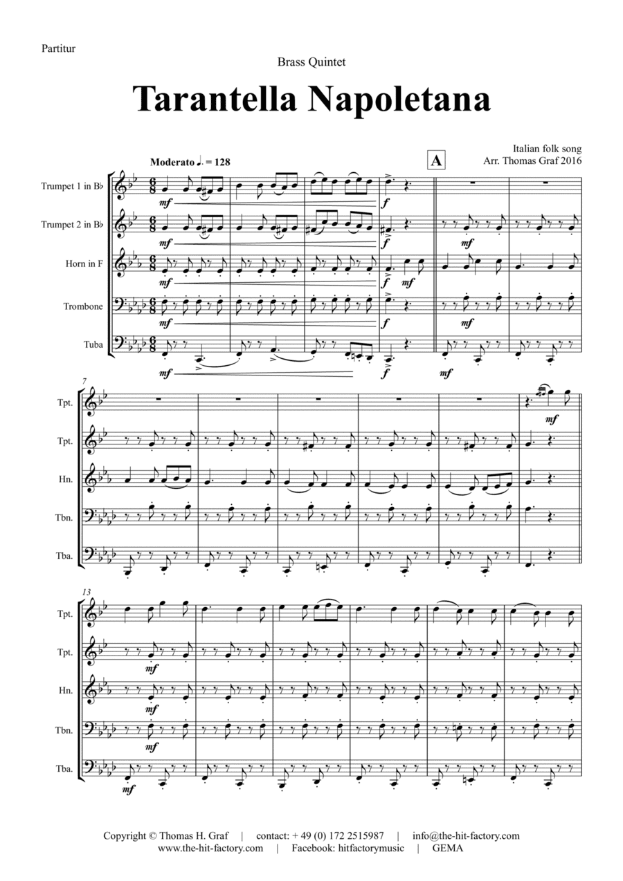 Tarantella Napoletana - Italian Folk Song - Brass Quintet (arr. Thomas Graf)