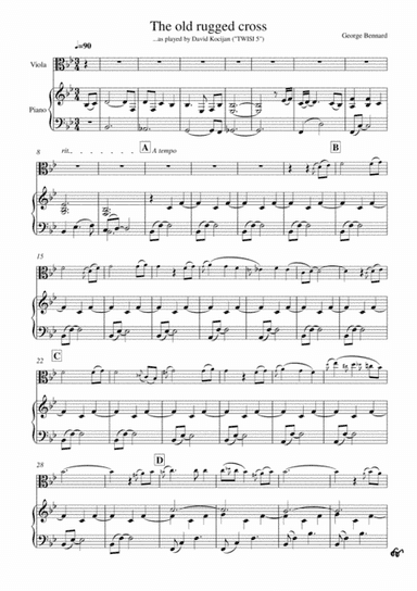 The old rugged cross (piano & viola) (arr. David Kocijan)