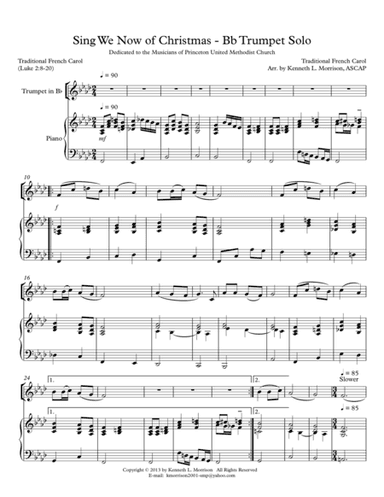 Sing We Now of Christmas - Bb Trumpet Solo with Piano (arr. Kenneth L. Morrison)
