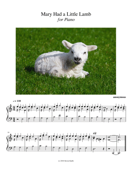 Mary Had a Little  Lamb (arr. Steven Kudlo)