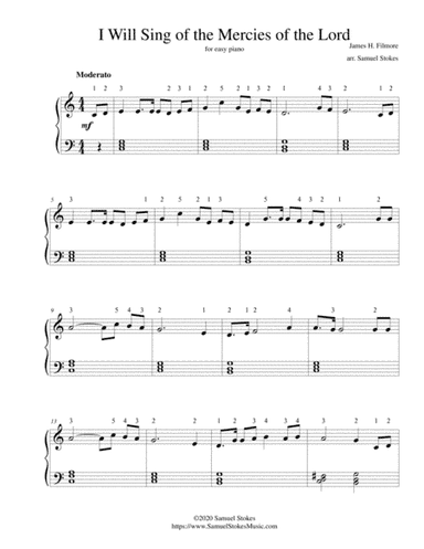 I Will Sing of the Mercies of the Lord - for easy piano (arr. Samuel Stokes)
