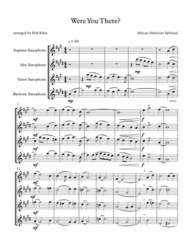 Were You There? - Saxophone Quartet (arr. Erik Kihss)