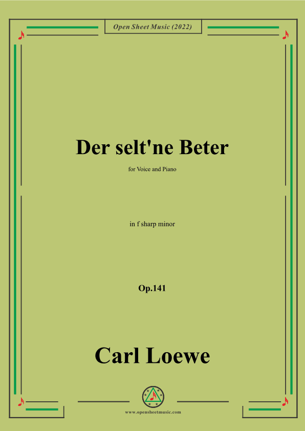 Loewe-Der selt'ne Beter,in f sharp minor,Op.141,for Voice and Piano (arr. OSM Press)