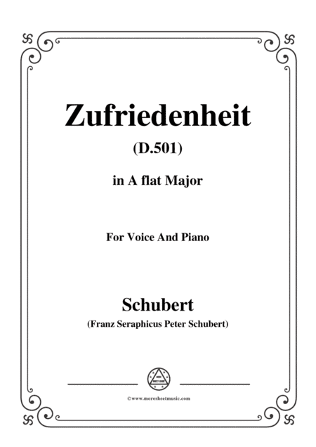Schubert-Zufriedenheit(Contentment),D.501,in B Major,for Voice&Piano (arr. MSM)