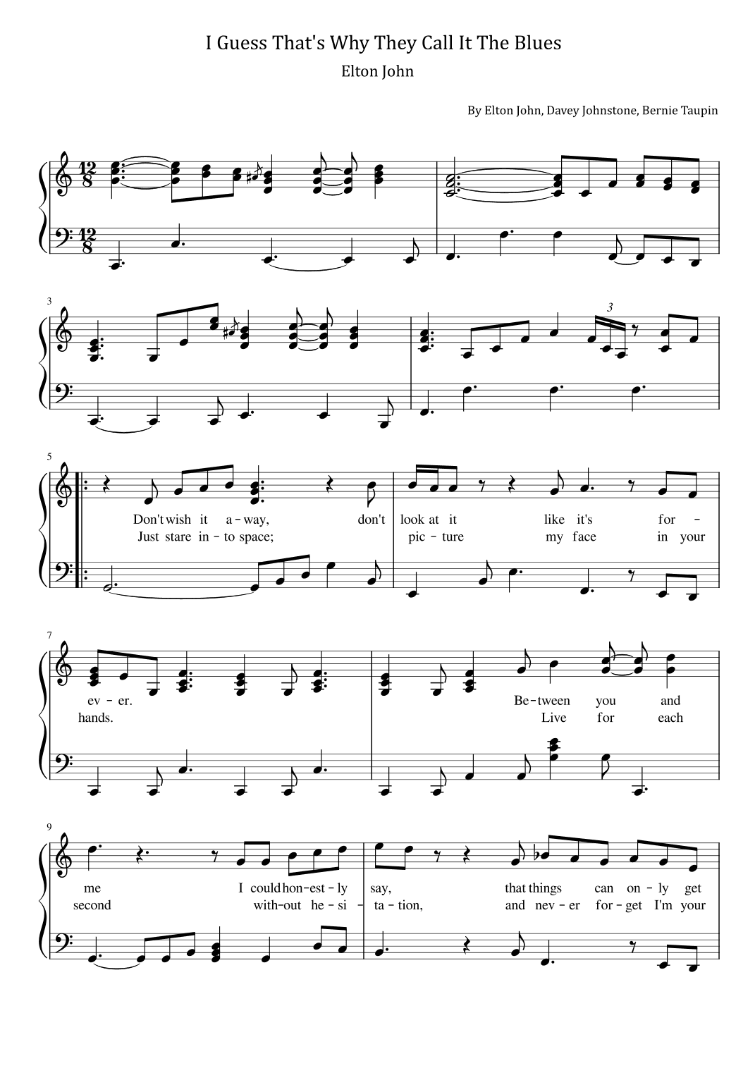 I Guess That's Why They Call It The Blues (arr. poon)