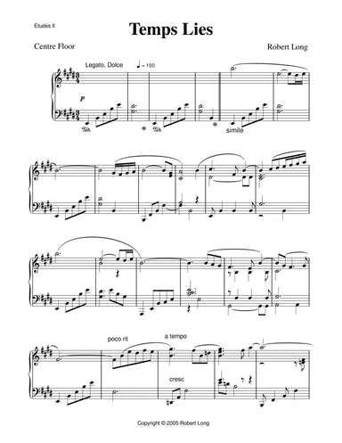 Ballet Piano Sheet Music: Temps Lies from Etudes II