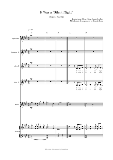 It was a Silent Night (Christmas Song) - SSAA flute and piano (arr. Connie Boss)