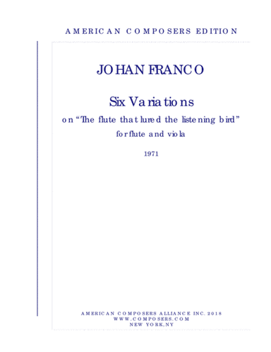 [Franco] Six Variations on "The Flute That Lured the Listening Bird"