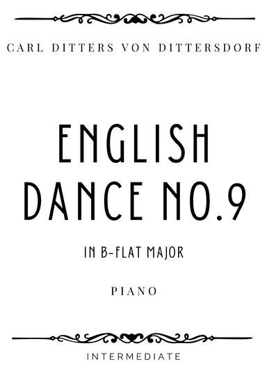 Dittersdorf - English Dance No. 9 in B Flat Major - Intermediate (arr. Piacere Music Sheets)