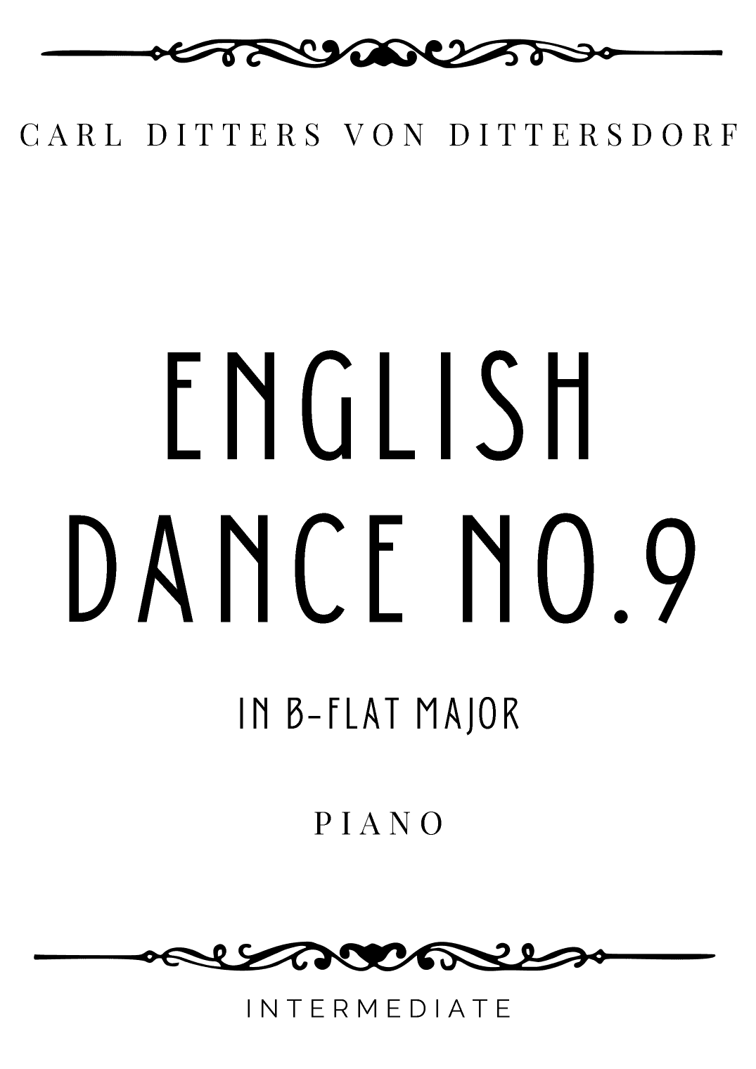 Dittersdorf - English Dance No. 9 in B Flat Major - Intermediate (arr. Piacere Music Sheets)