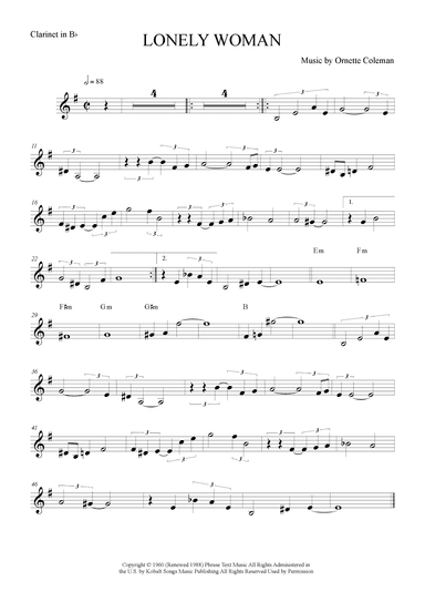 Lonely Woman (arr. The Sheet Music Library)